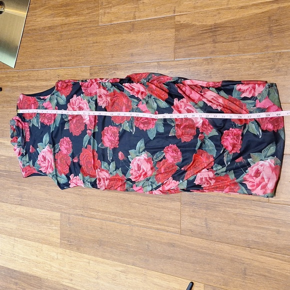 Cupio Blush Sleeveless Black with Red Roses Bodycon Dress - Picture 10 of 13